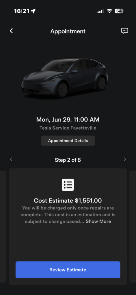 Tesla Windshield estimate cost