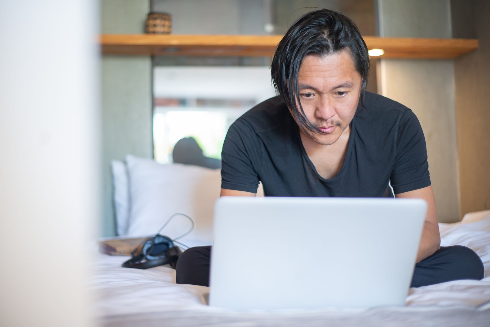 Man working from home on laptop