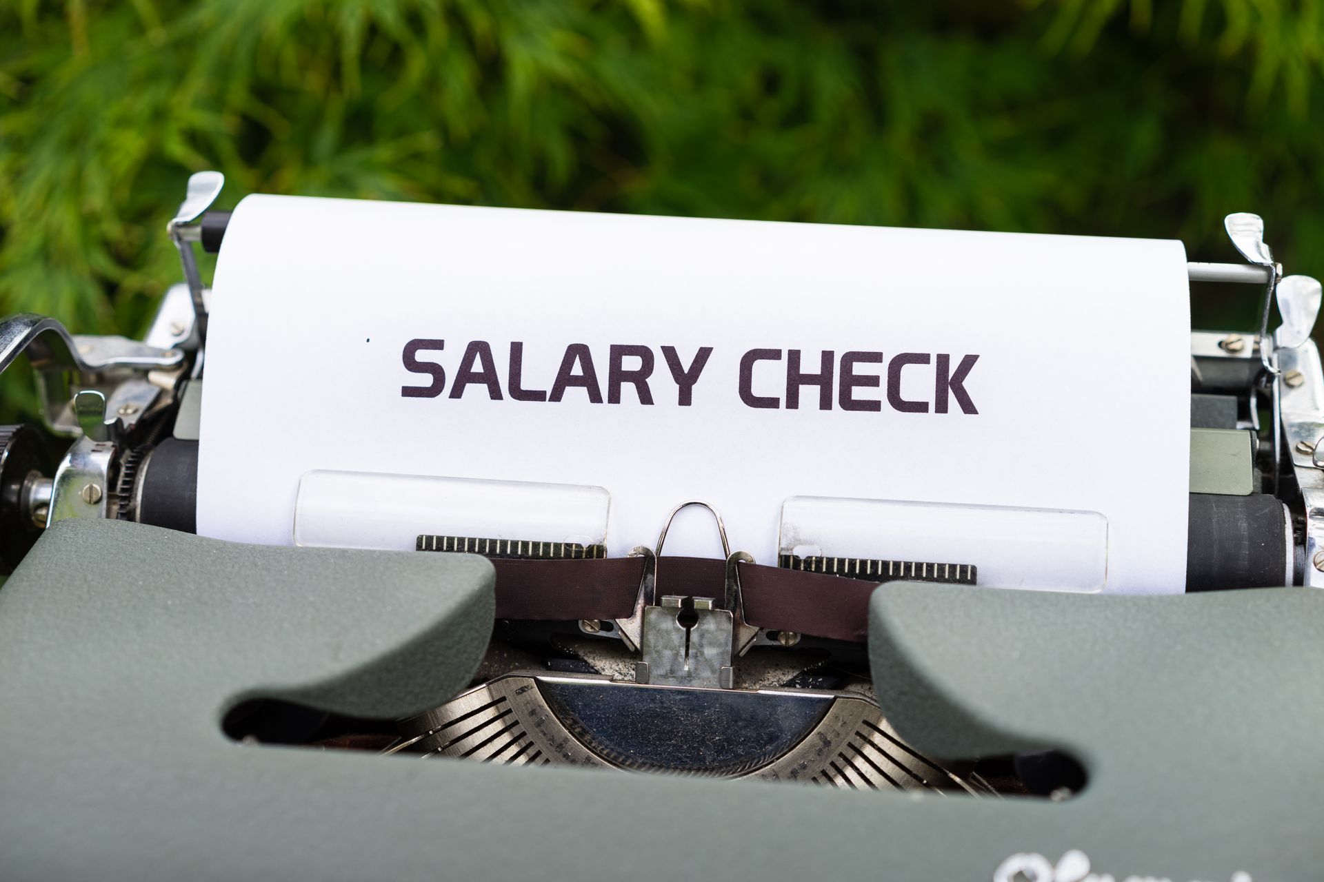 Salary check paycheck typewriter